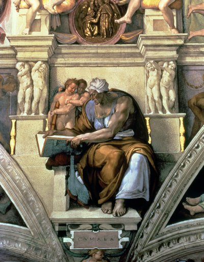 Sistine Chapel Ceiling: Cumaean Sibyl (post restoration) by Michelangelo Buonarroti